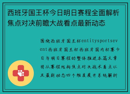 西班牙国王杯今日明日赛程全面解析焦点对决前瞻大战看点最新动态
